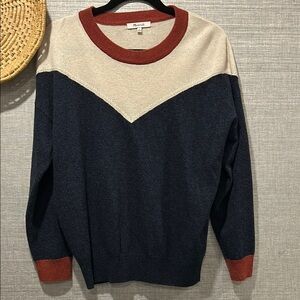 Madewell- Colorblock Crewneck Sweater - Navy, Cream, Rust
